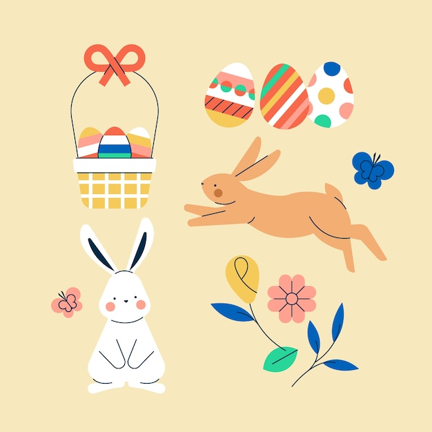 Free Vector flat design elements collection for easter holiday