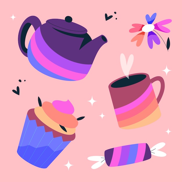 Flat design elements collection for pride month celebration