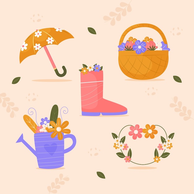 Free Vector flat design elements collection for spring season