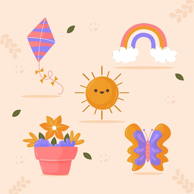 Free Vector flat design elements collection for spring season