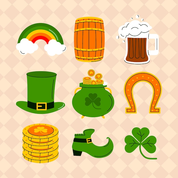 Free Vector flat design elements collection for st. patrick's day celebration