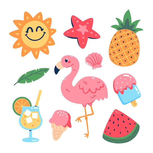 Free Vector flat design elements collection for summertime