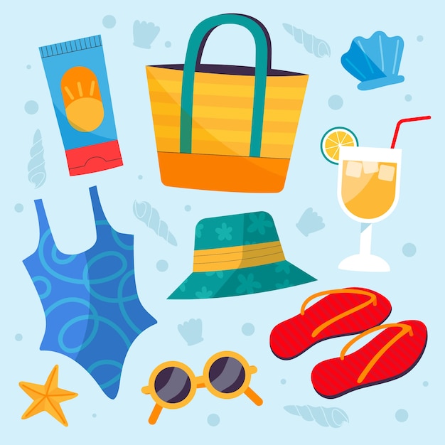 Free Vector flat design elements collection for summertime