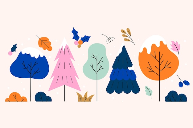 Free vector flat design elements collection for winter season