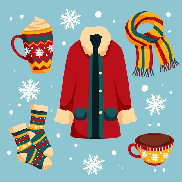 Flat design elements collection for winter season