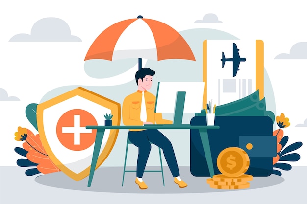 Flat design employee benefits illustration