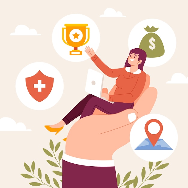 Flat design employee benefits illustration