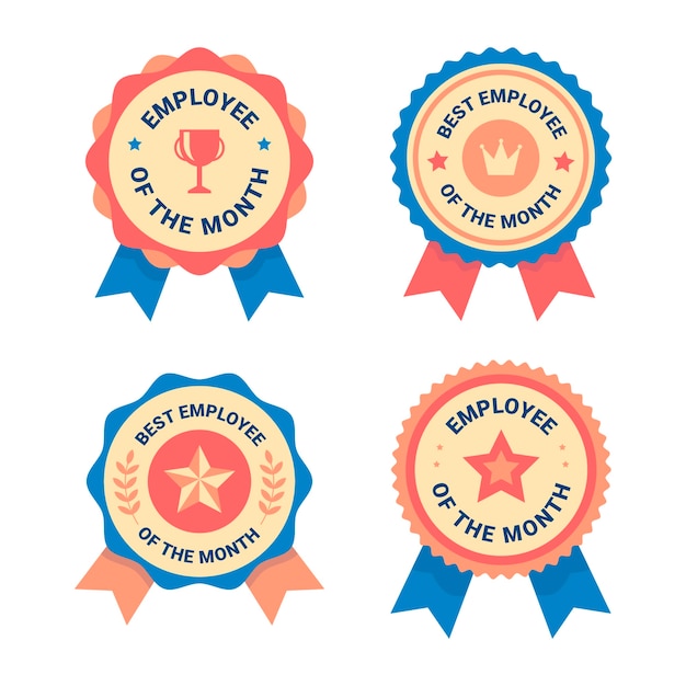 Flat design employee of the month badges