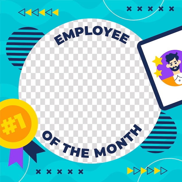 Flat design employee of the month frame design