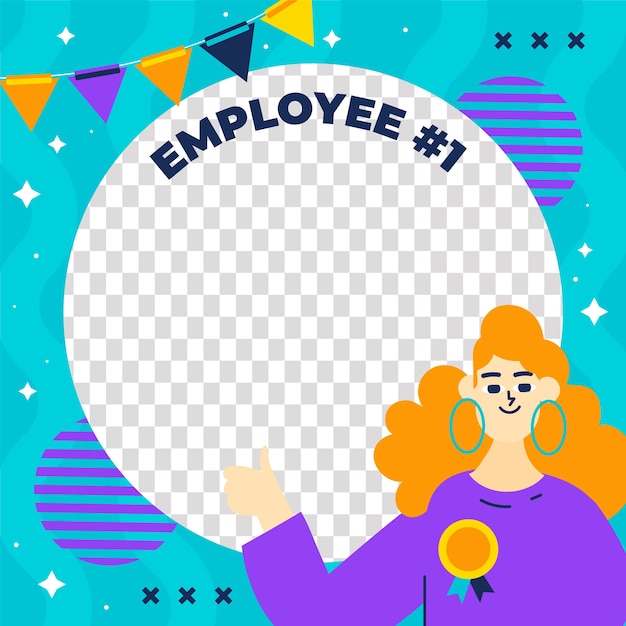 Flat design employee of the month frame design