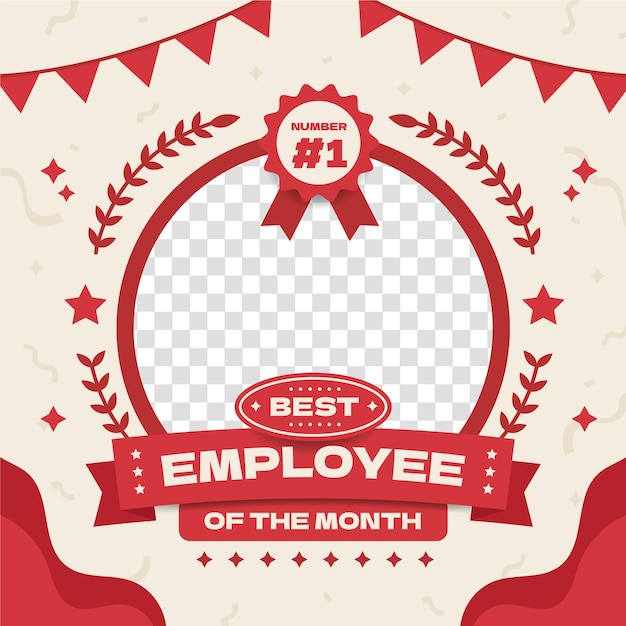 Flat design employee of the month frame