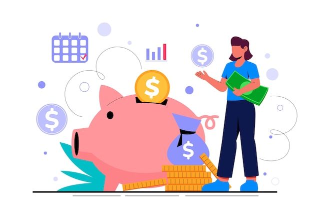 Free Vector flat design employee savings plan illustration