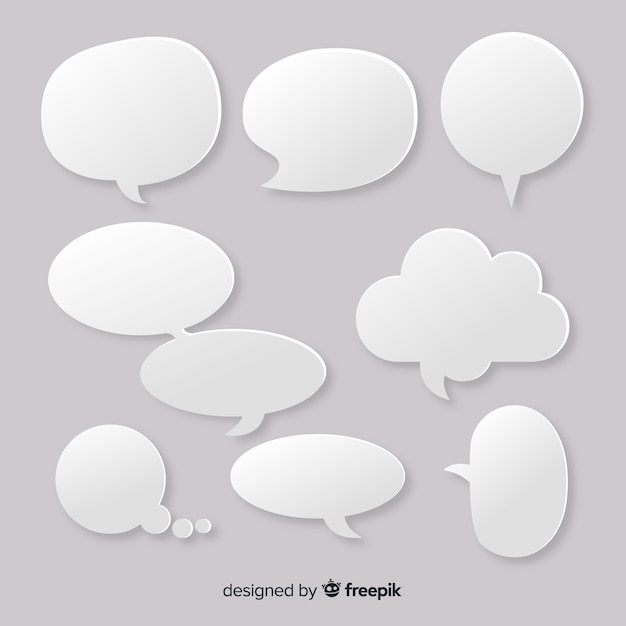 Flat design empty speech bubbles set in paper style