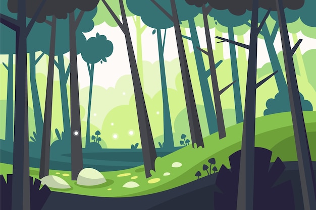 Flat design enchanted forest illustration