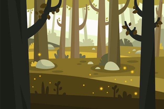 Free Vector flat design enchanted forest illustration