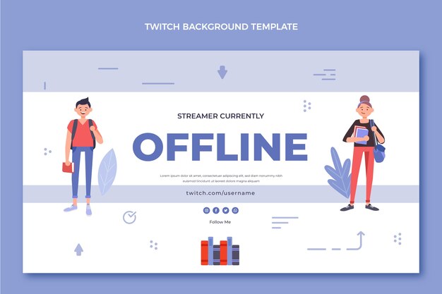 Flat design english lessons twitch background