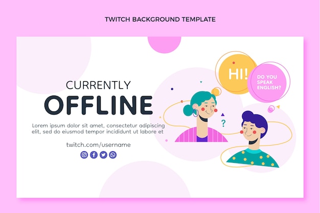 Flat design english lessons twitch background