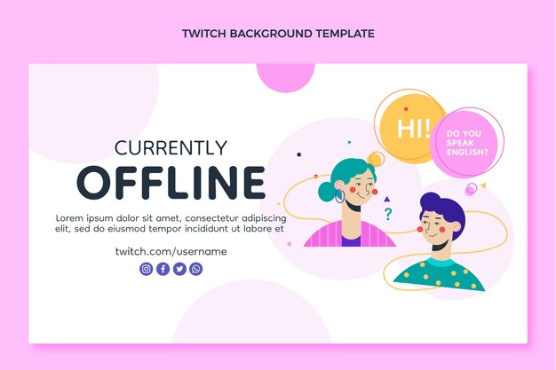 Flat design english lessons twitch background