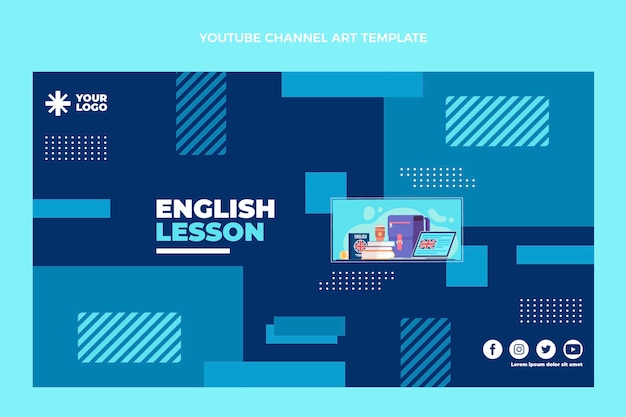 Flat design english lessons youtube channel art