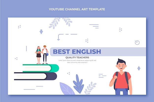 Flat design english lessons youtube channel art