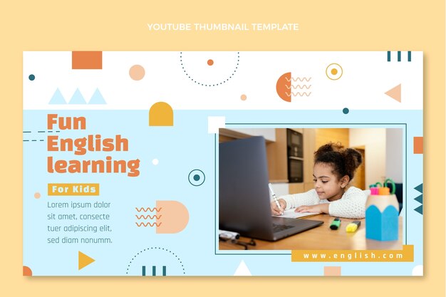 Flat design english lessons youtube thumbnail