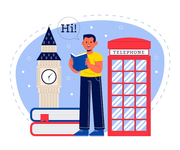 Flat design english school illustration