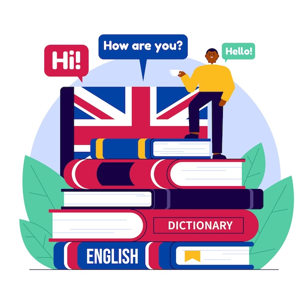 Flat design english school illustration