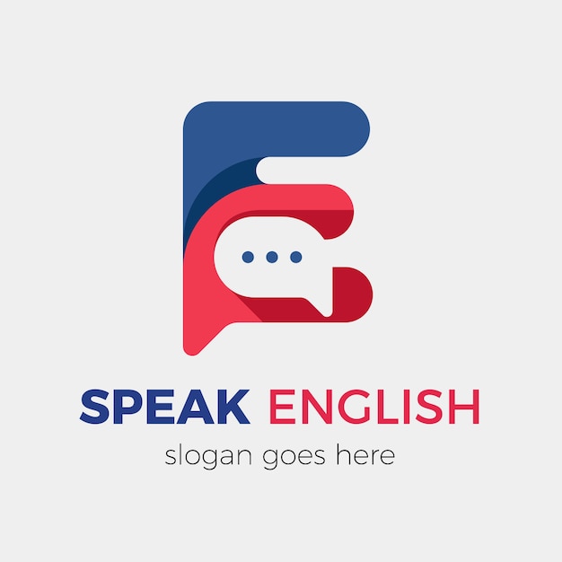 Flat design english school logo design