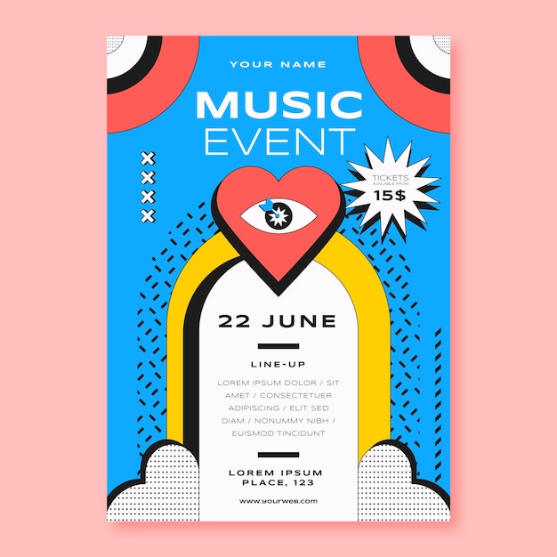 Flat design event poster template