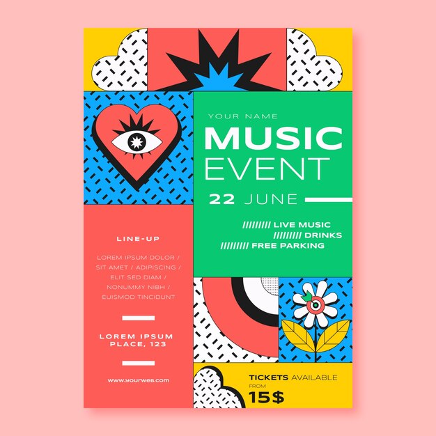 Flat design event poster template