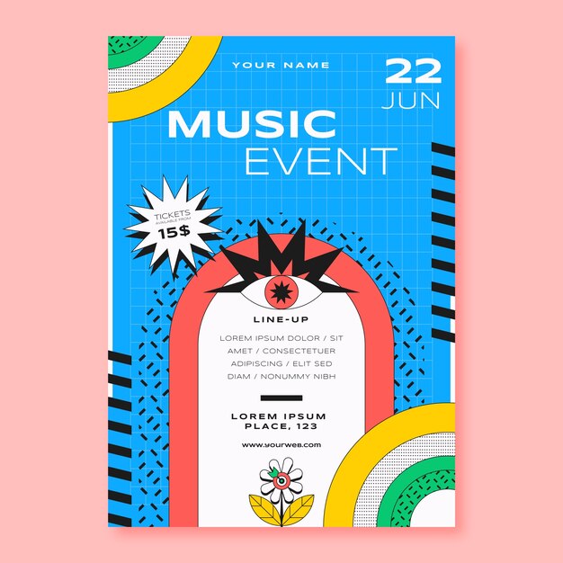 Flat design event poster template