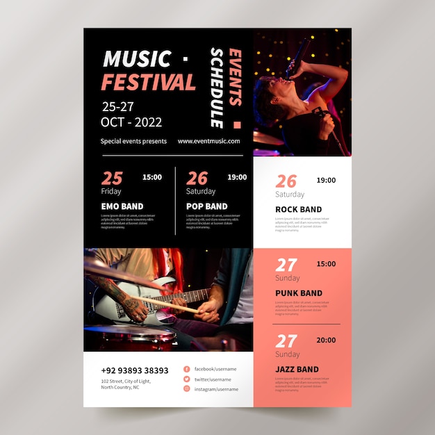 Flat design event schedule template