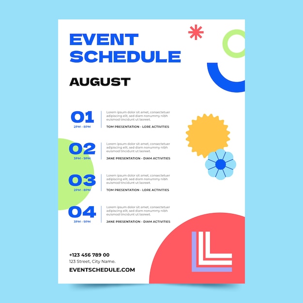 Free Vector flat design event schedule template