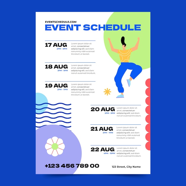 Flat design event schedule template