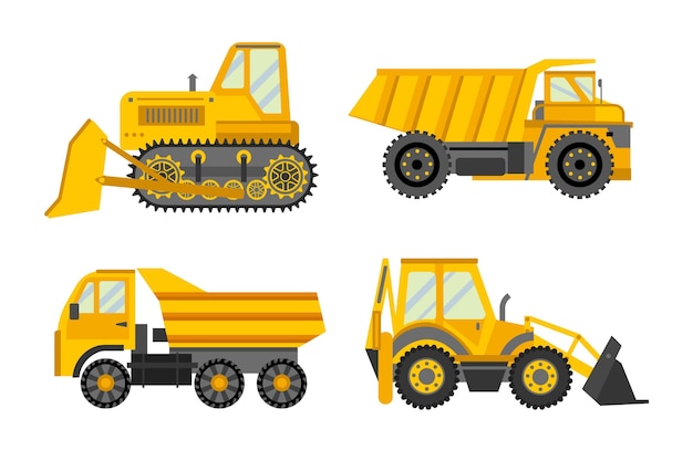 Free vector flat design excavator collection