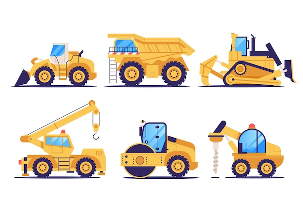 Free Vector flat design excavator collection