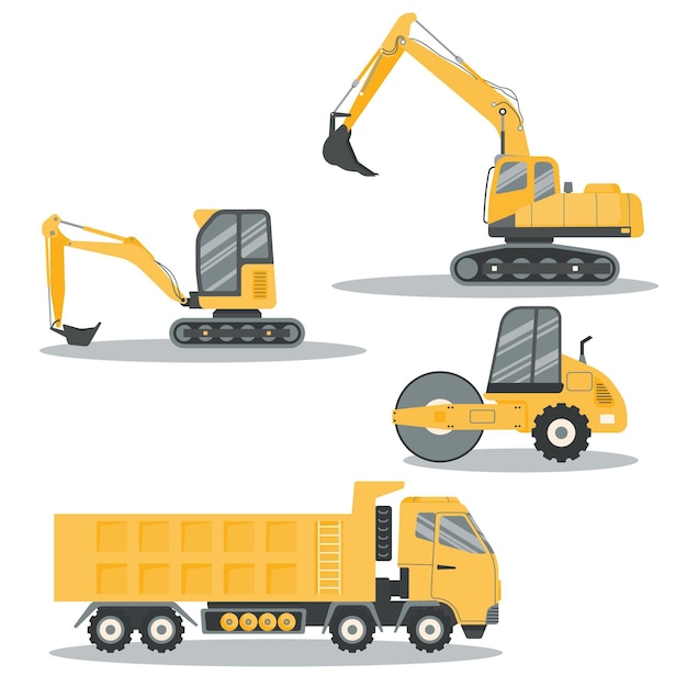 Flat design excavator pack