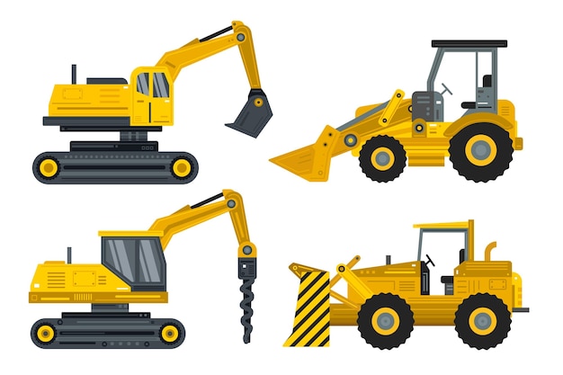 Free vector flat design excavator set