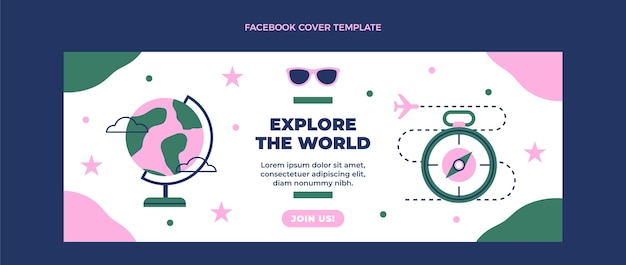 Free Vector flat design explore the world facebook cover