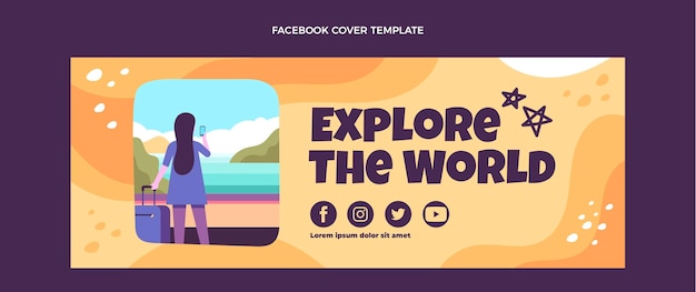 Free Vector flat design explore the world facebook cover