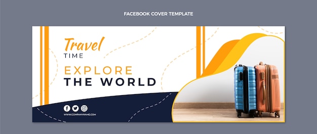 Flat design explore the world facebook cover