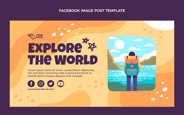 Free Vector flat design explore the world facebook post