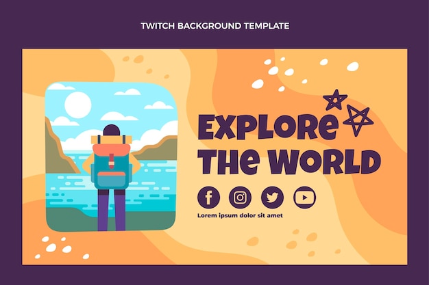 Free Vector flat design explore the world twitch background