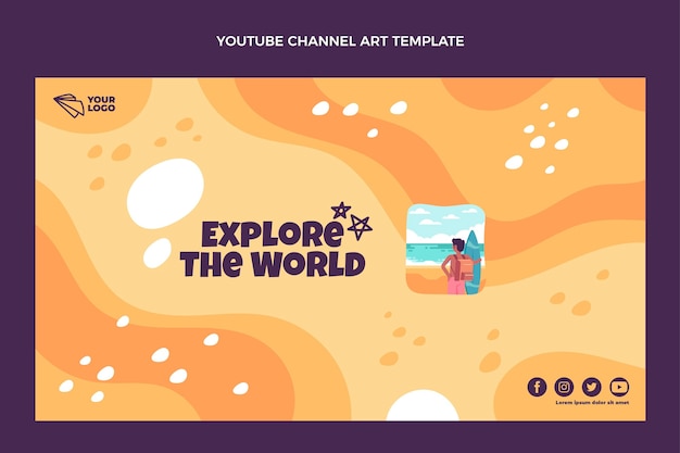 Free Vector flat design explore the world youtube channel