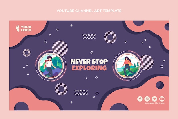 Flat design exploring youtube channel art