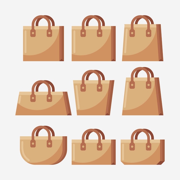 Flat design fabric bag collection