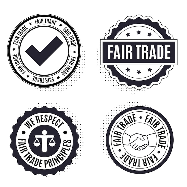 Free Vector flat design fair trade badges