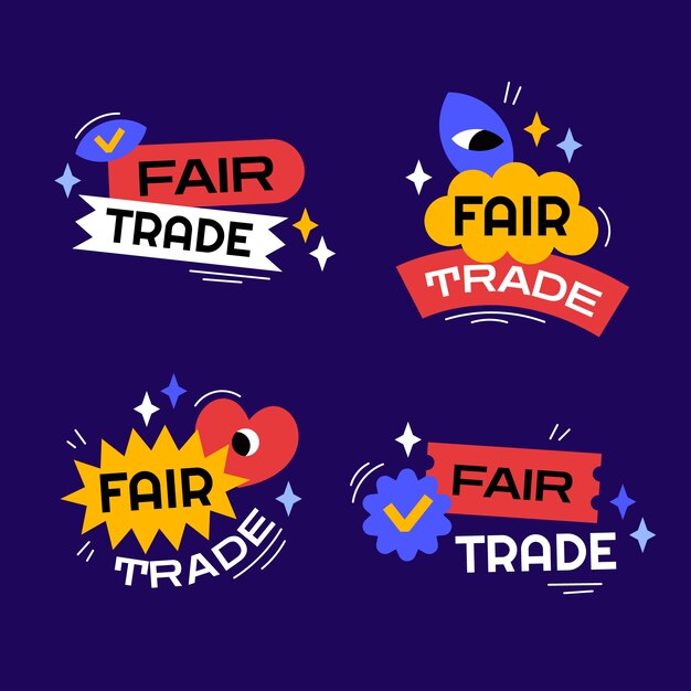 Flat design fair trade label collection