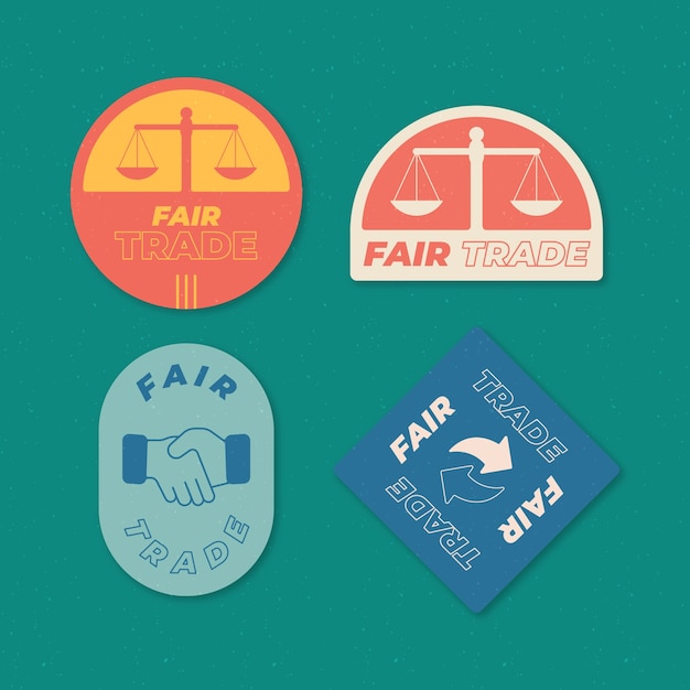 Flat design fair trade label collection