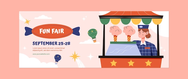 Flat design fairfun facebook cover